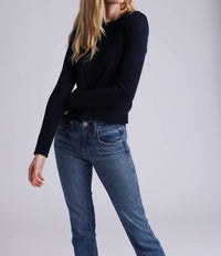 Minnie Rose - Southern Cashmere Raglan Crew With Rolled Trims Sweater