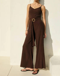 Dress Forum - Belted V-neck Jumpsuit