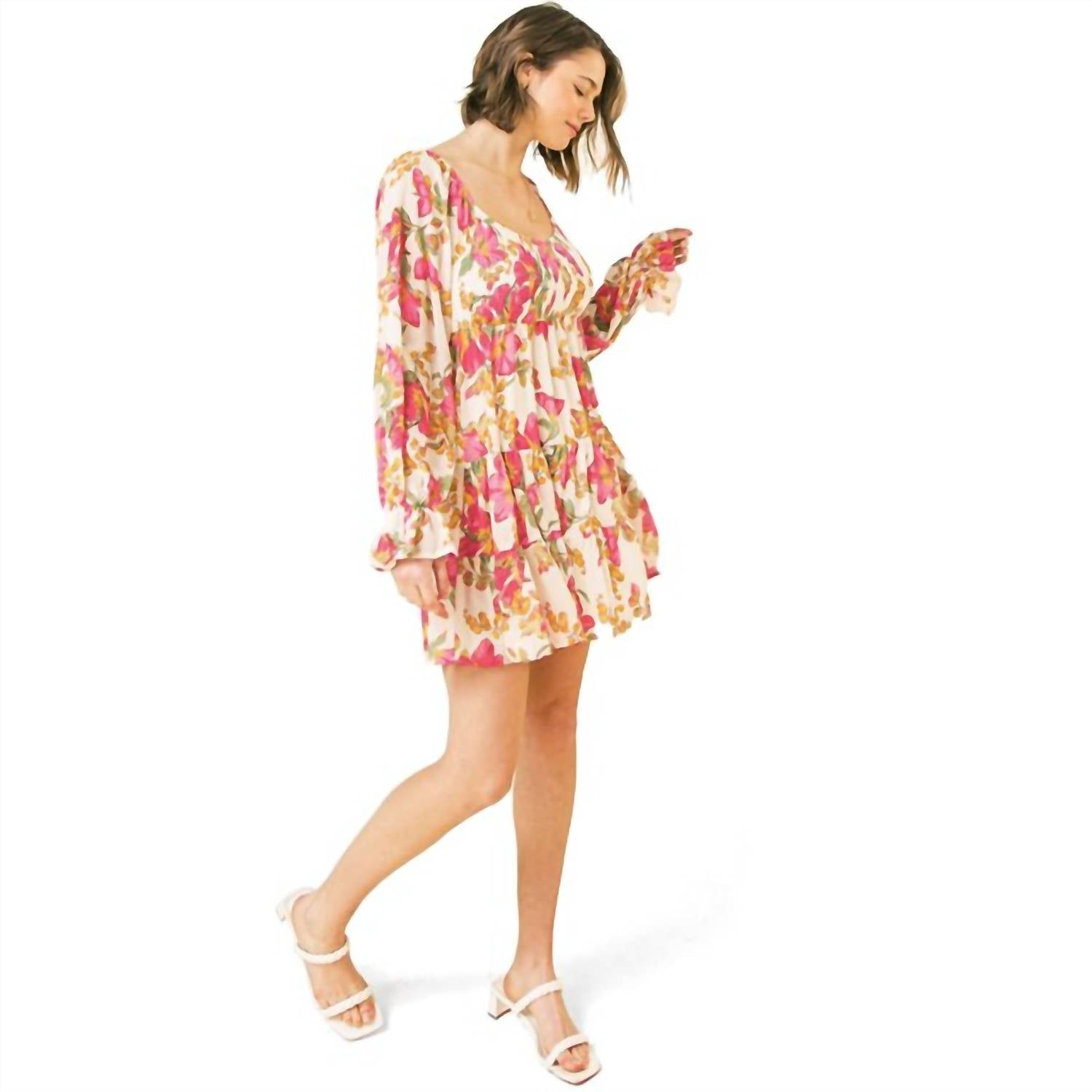 Flying Tomato - Floral Print Mini Dress