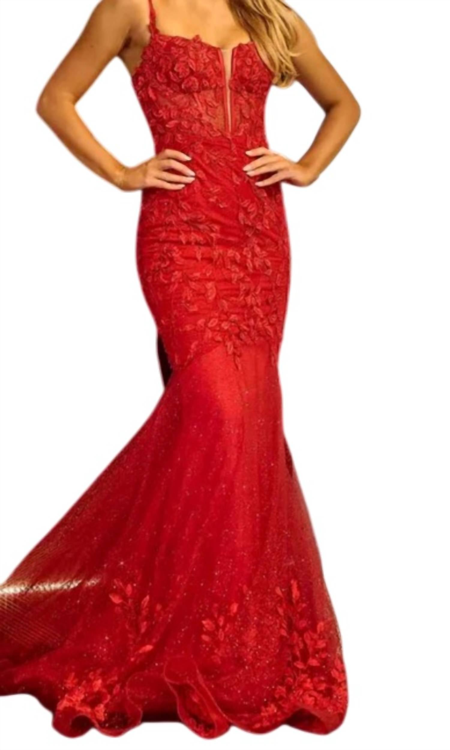 Portia&Scarlett - Fitted Long Beaded Formal Prom Dress