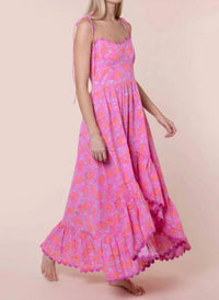 Juliet Dunn - Ginkgo Print High-low Floral Dress