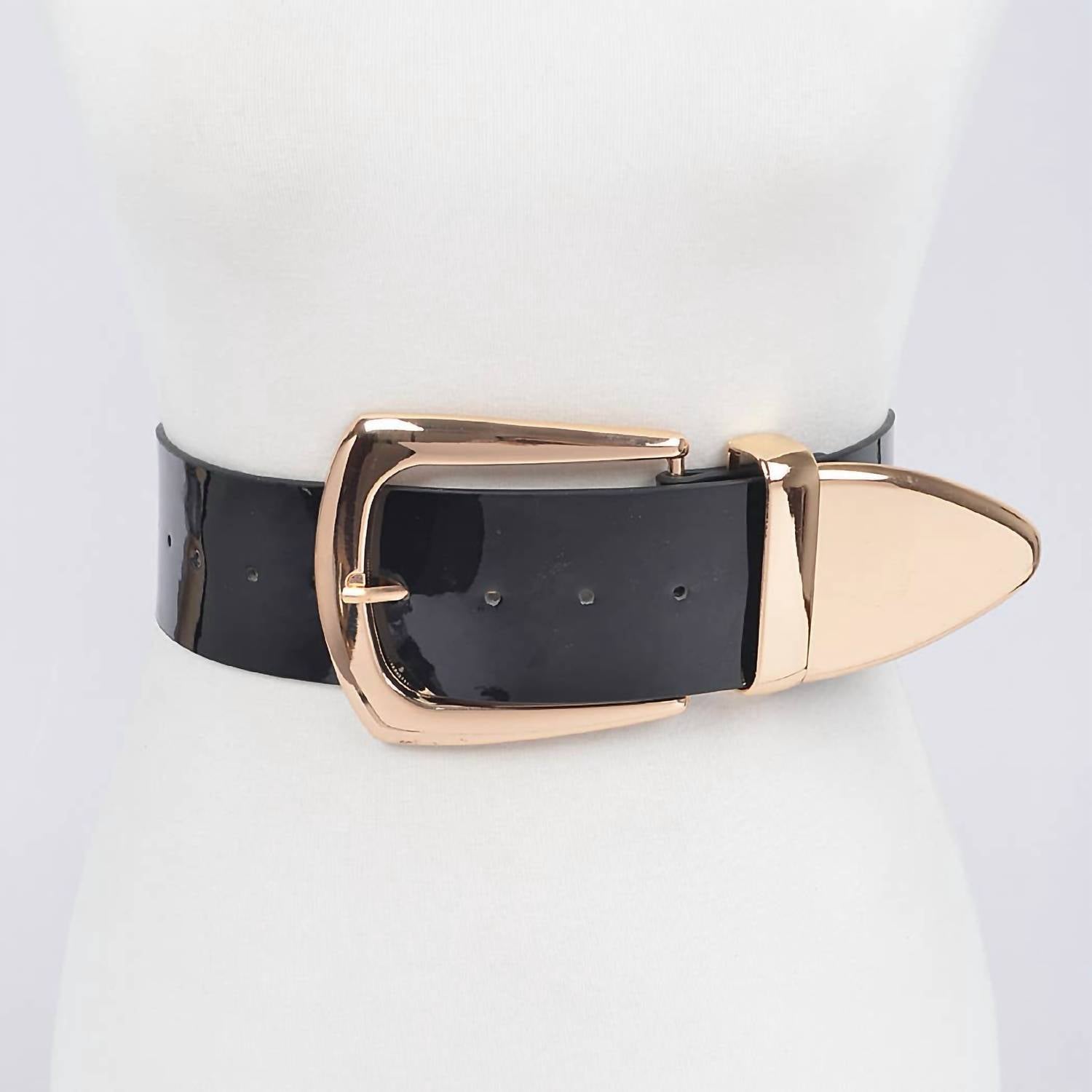 3Am By H&D Accessories - Women's Vegan Patent Leather Wide Belt - Plus