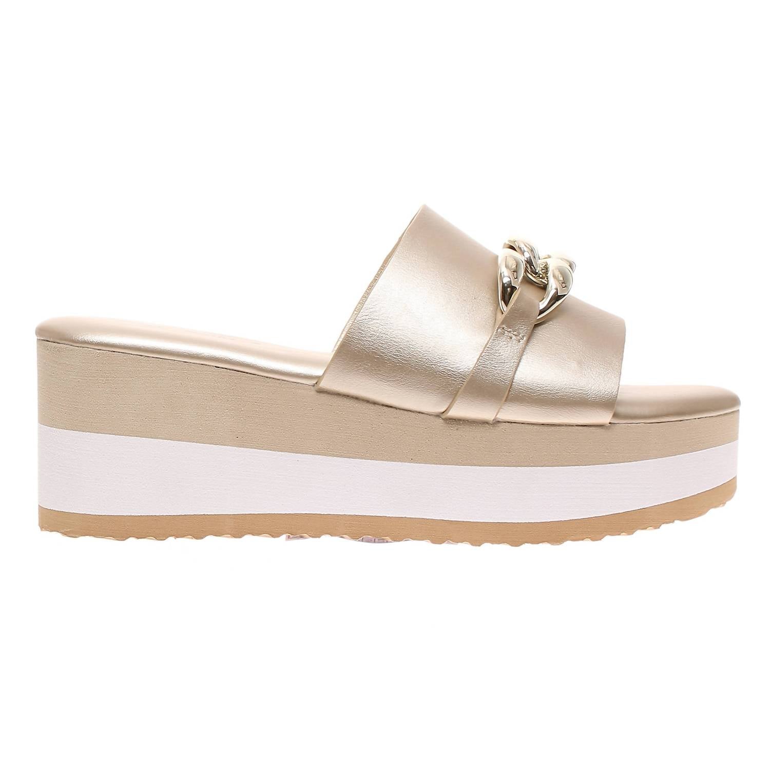 Pierre Dumas Women's Saint-3 Sandal in gold - women's shoe - detail view