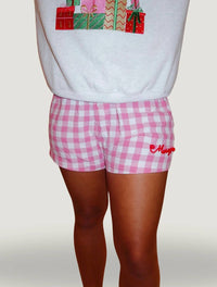 Peach Love - Merry Gingham Boxer Shorts