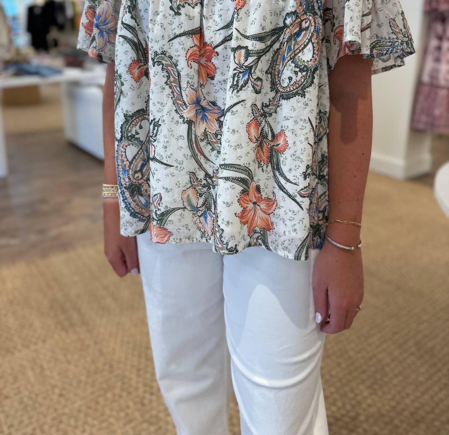 Ollari - Juliet Floral Short Sleeve Blouse