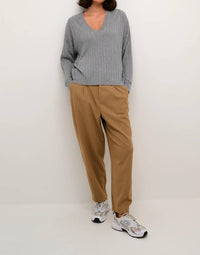 Kaffe - Kalola V-neck Striped Loose Fit Pullover