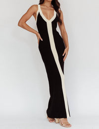 Hello Molly - Two Tone V- Neck Maxi Dress