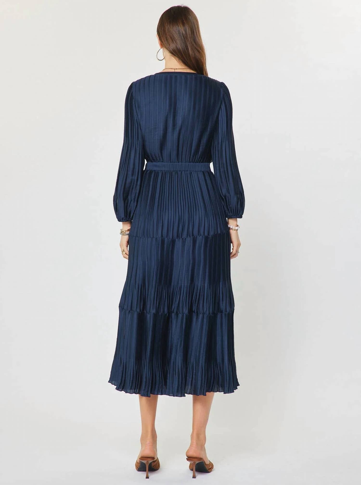 Current Air - Pleated Long Sleeve Maxi Dress