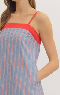 Entro - Stripe Sleeveless Midi Dress