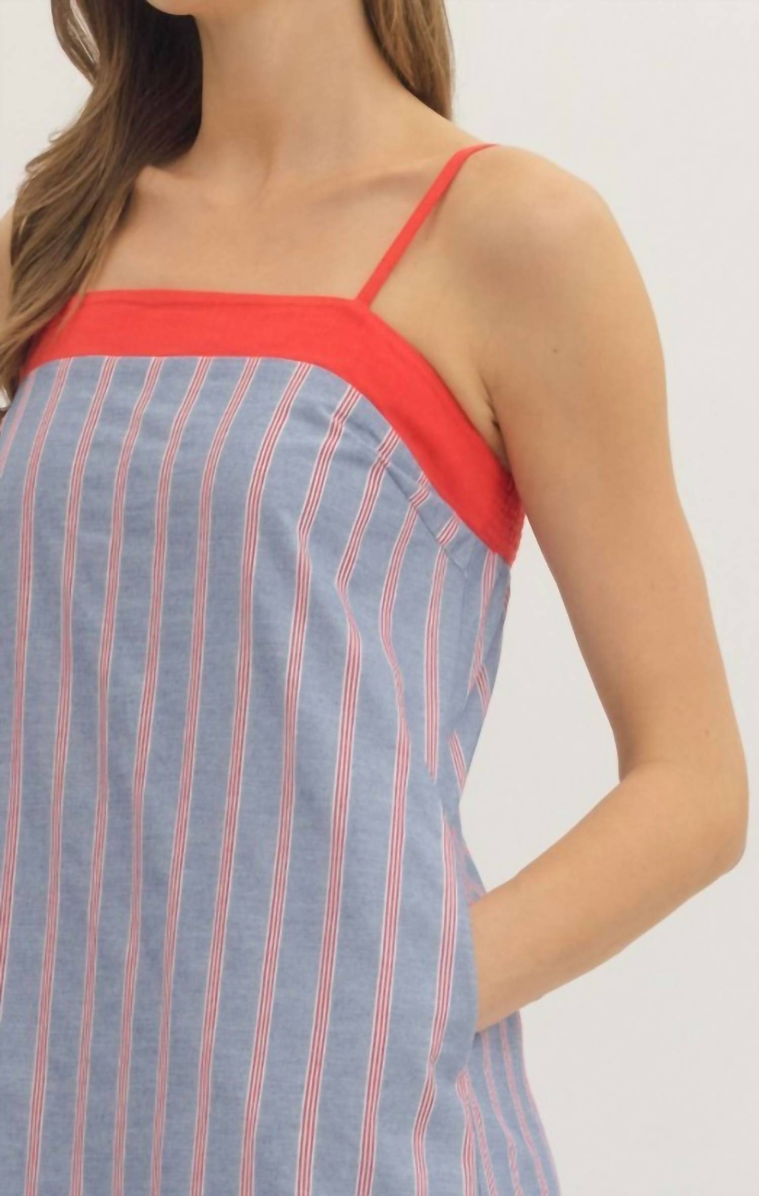 Entro - Stripe Sleeveless Midi Dress