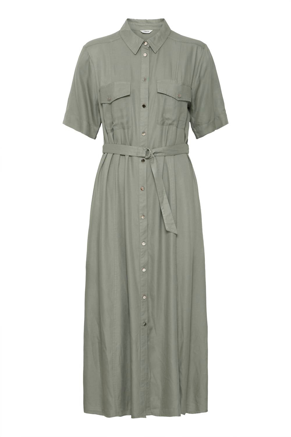 B.Young - Women's Short Sleeve Maxi Shirt Dress