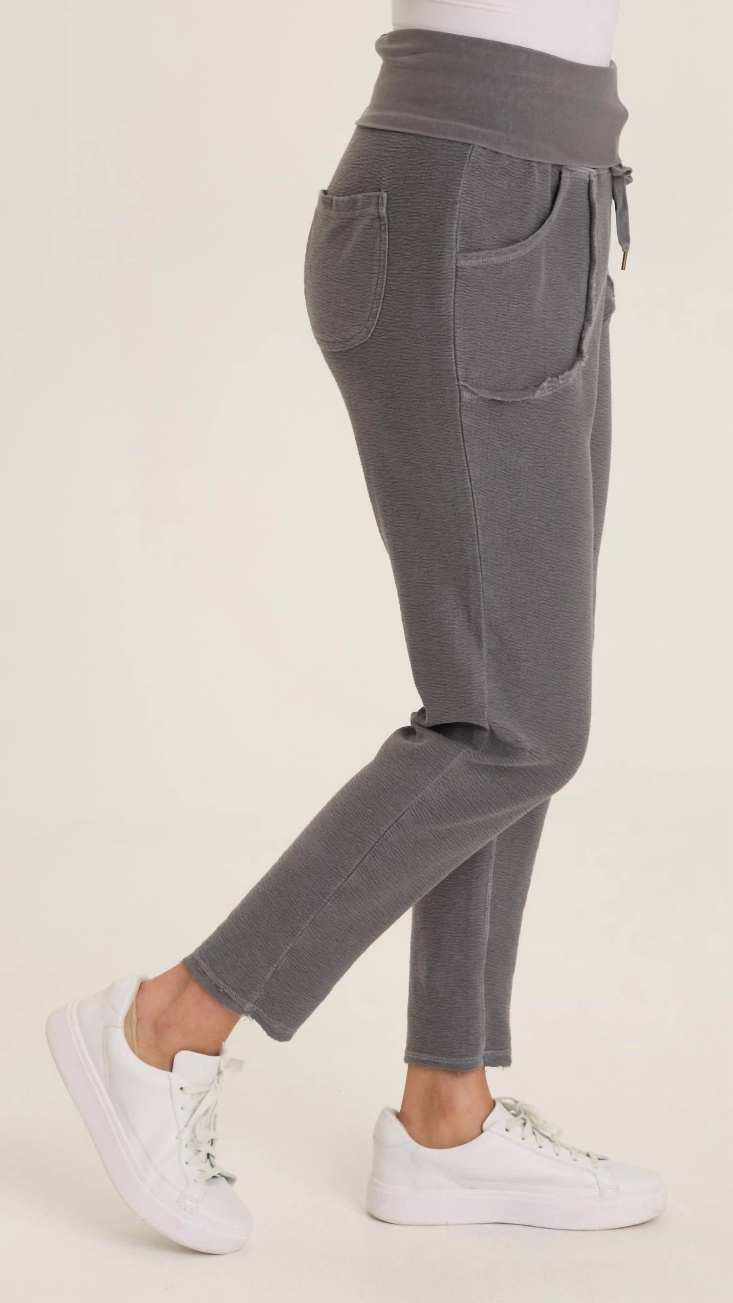 Wearables Kiefer Slim Leg Crepe Knit Pants in nebulous pigment - women's pants - detail view