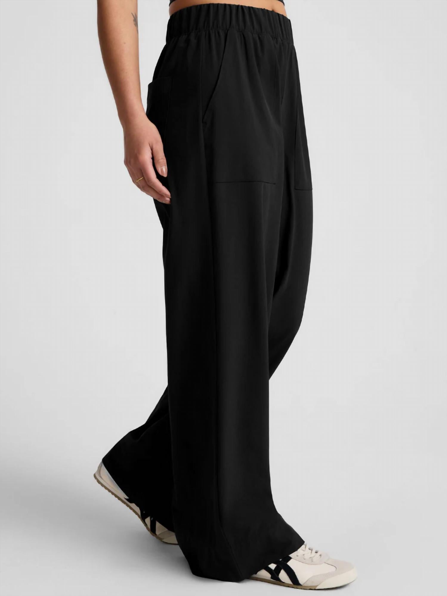BEYOND YOGA Easy Wide Leg Pant in true black 1 - women's pants - detail view