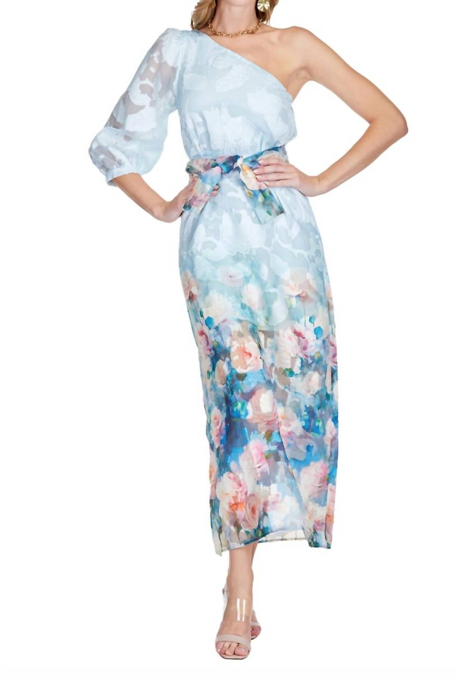 Jade - One Shoulder Painted Garden Dress