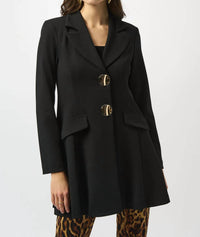 Joseph Ribkoff Notched Collar Fit And Flare Coat in black - women's jacket