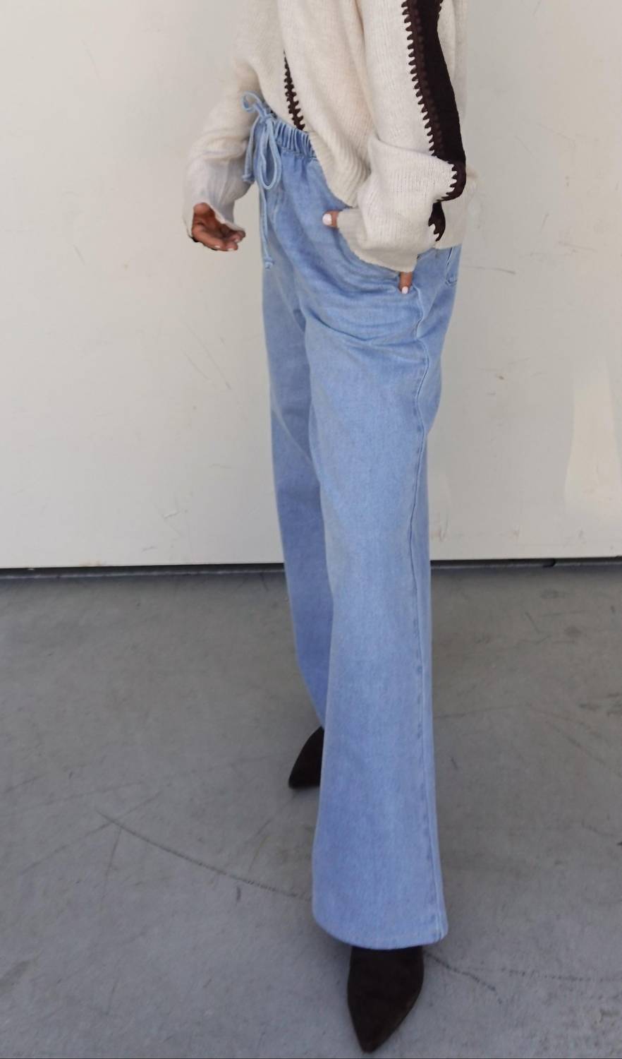 Wishlist - Drawstring Wide Leg Denim Pant