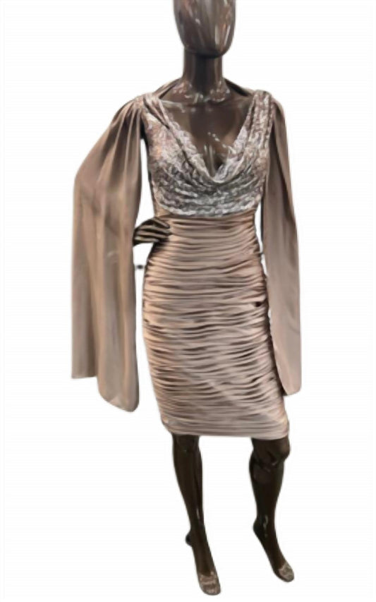 Terani Couture - Satin Ruched Cocktail Dress