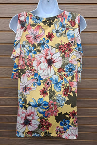 Annabelle - Women's Cold Shoulder Tiered Ruffle Sleeve Floral