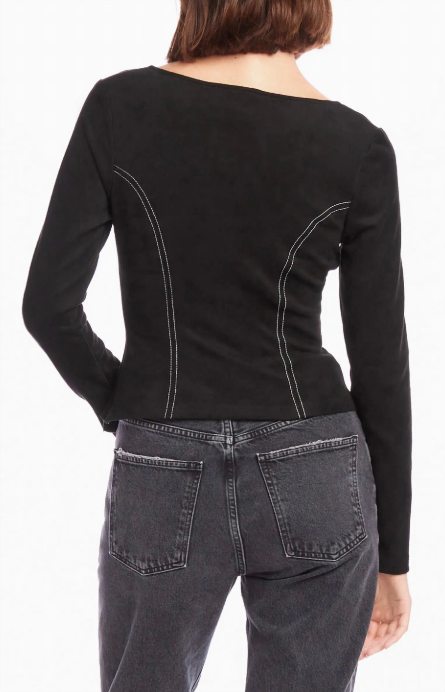 Fifteen Twenty - Contrast Faux Suede Stitch Top