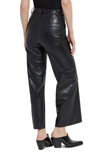 Lysse High Waist Faux Leather Wide Leg Pants in kohl black - women's pants - detail view