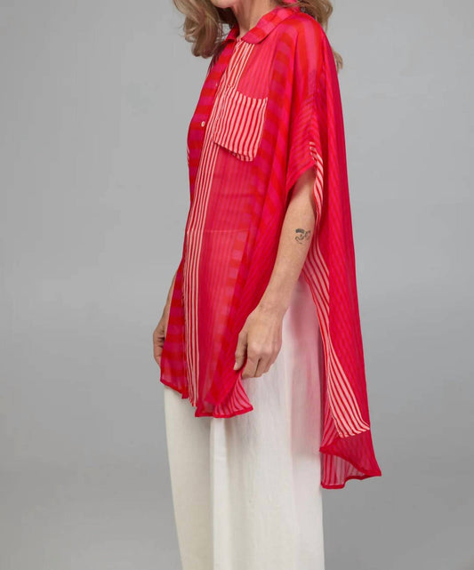 Saachi - Flowy Oversized Striped Button-up Shirt