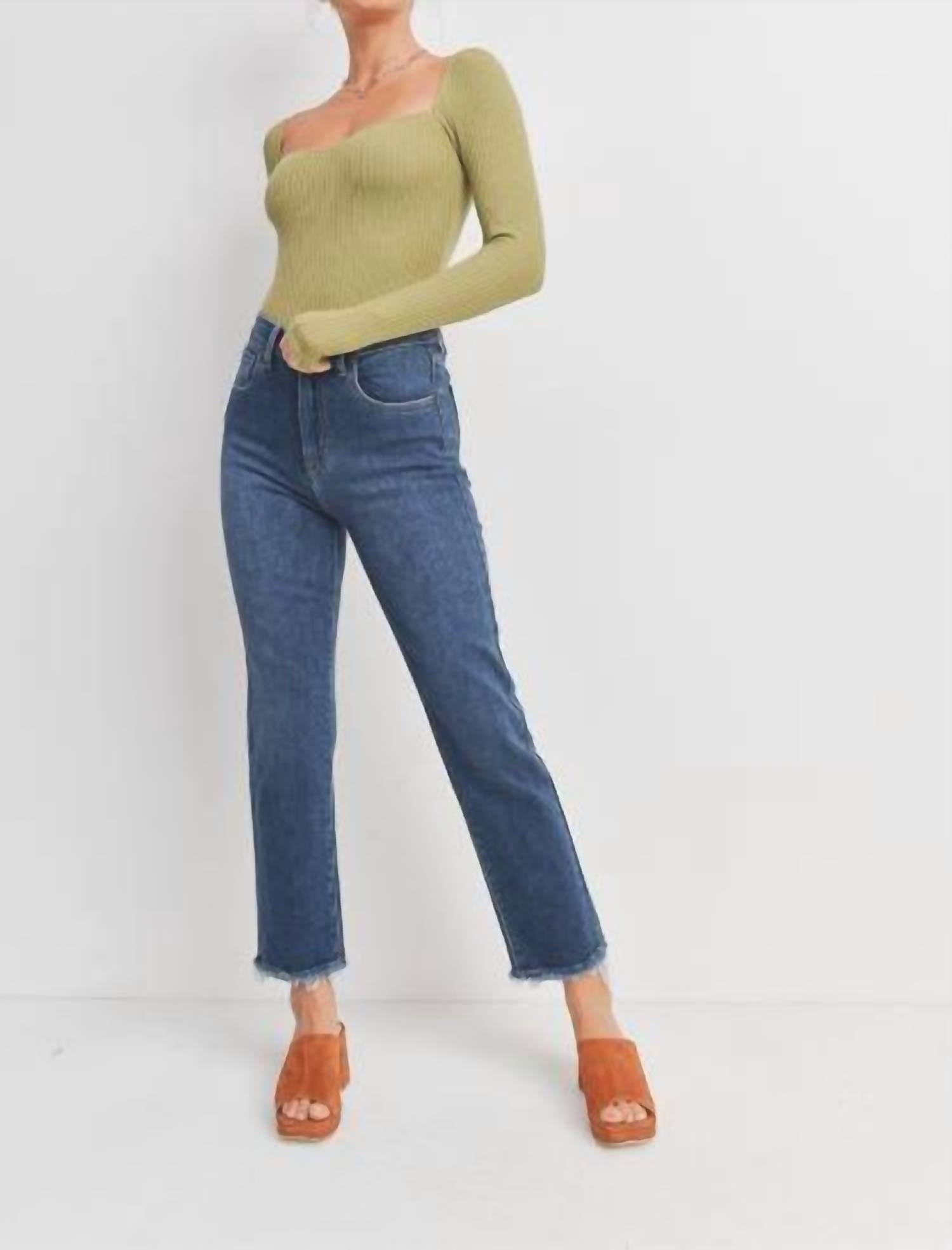 Just Black Denim - Straight With Pocket And Hem Bust Jeans