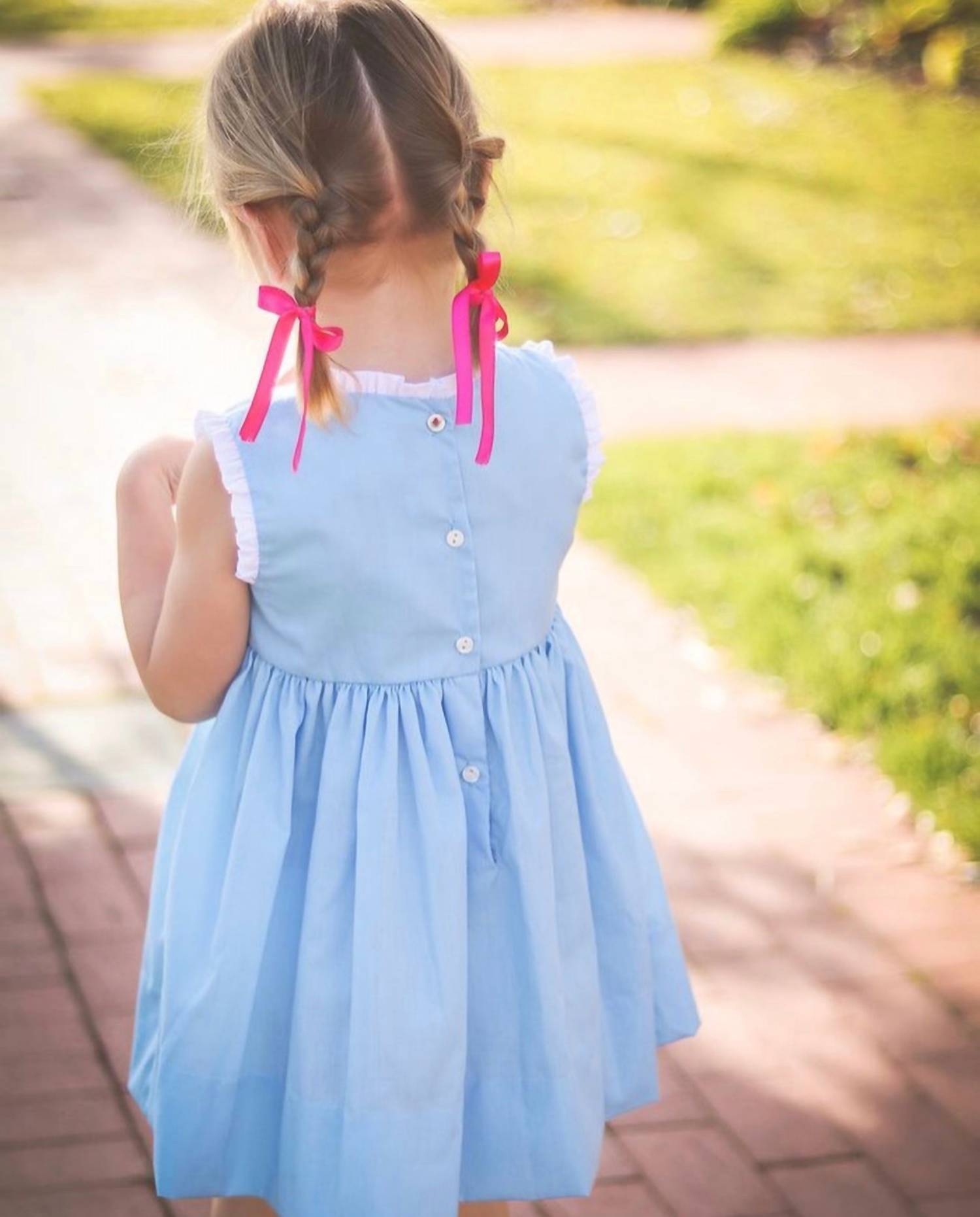 THE PROPER PEONY SPENCER VINTAGE DRESS in blue - kids' dress - detail view