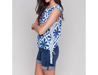 Charlie B - Side Tie Printed Sleeveless Blouse