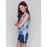Charlie B - Side Tie Printed Sleeveless Blouse