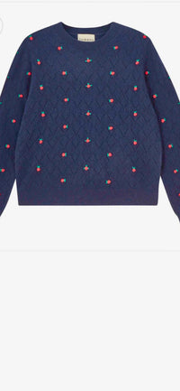 Jumper1234 Women's Fancy Floral Crew Jumper in v1_new navy_red_greeb - women's sweater