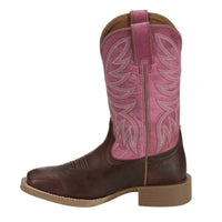 Justin Women's Buffalo Vamp Buffalo Top Cowgirl Boot - Medium in brown pink - women's shoe - detail view