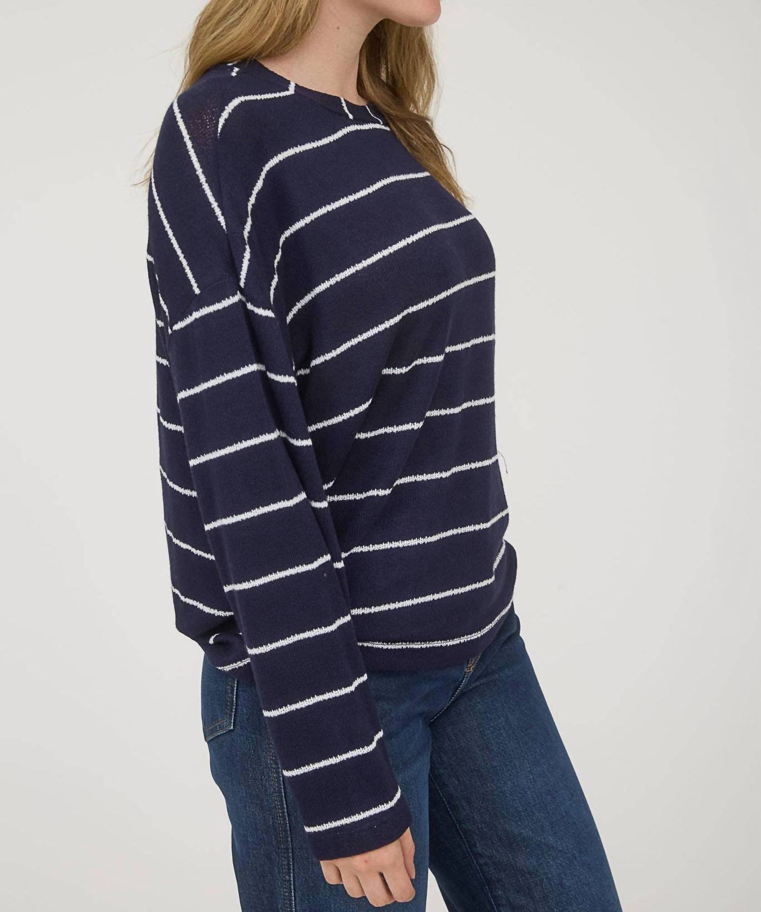 Blu Pepper Stripe Long Sleeve Top in navy - women's long sleeve top - alternate view