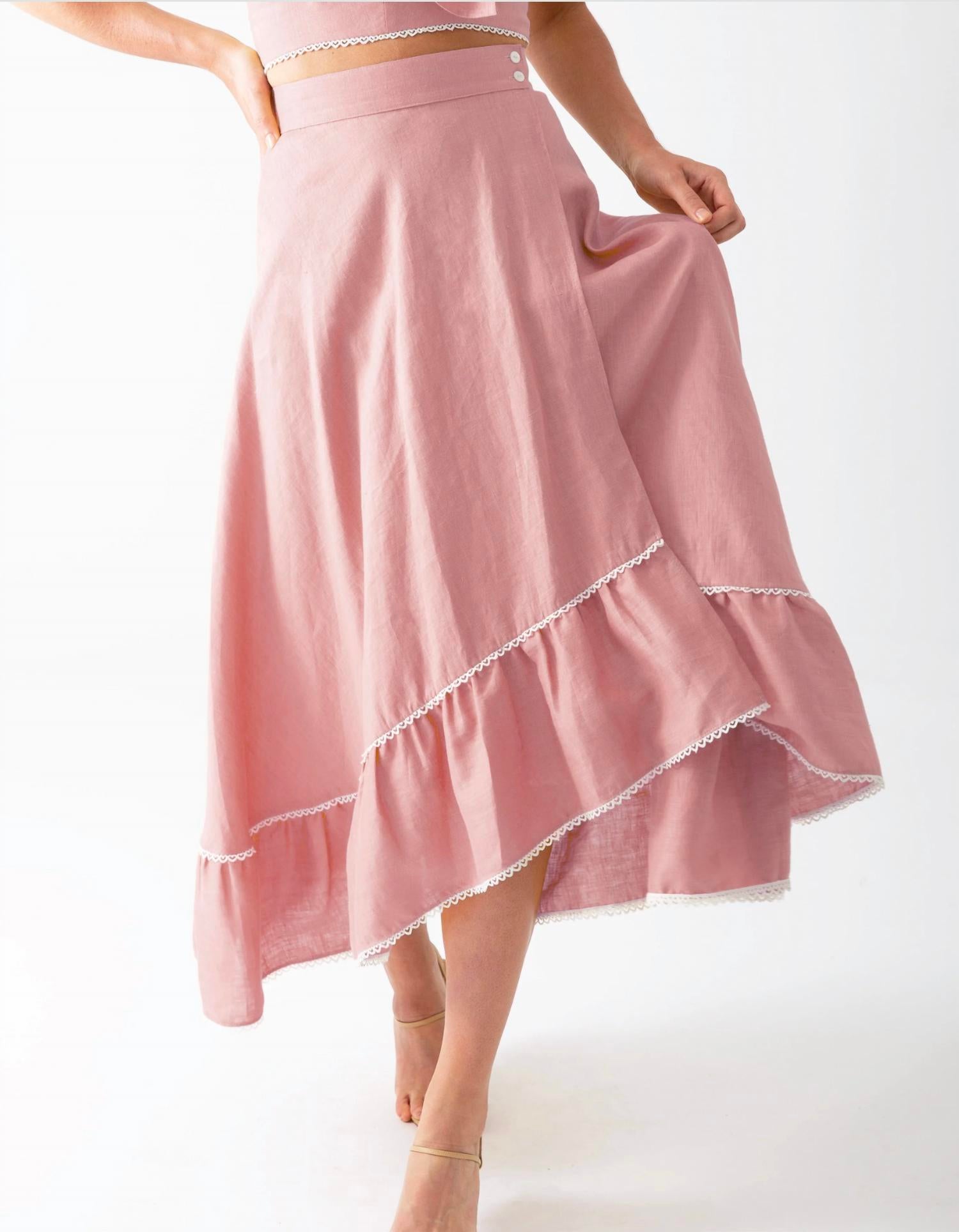 Miguelina - Marika Linen Midi Skirt