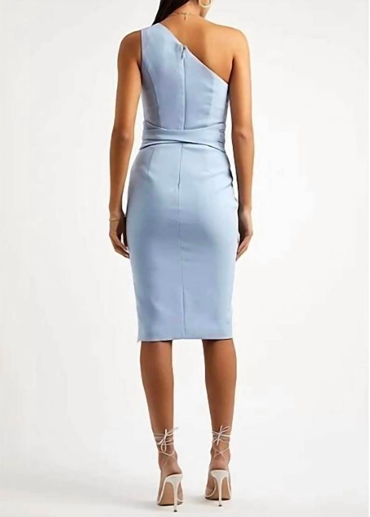 lavish alice ORAGAMI DRESS in cornflower blue - women's dress - detail view