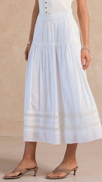 Current Air - Tiered Gathered Skirt With Ladder Lace