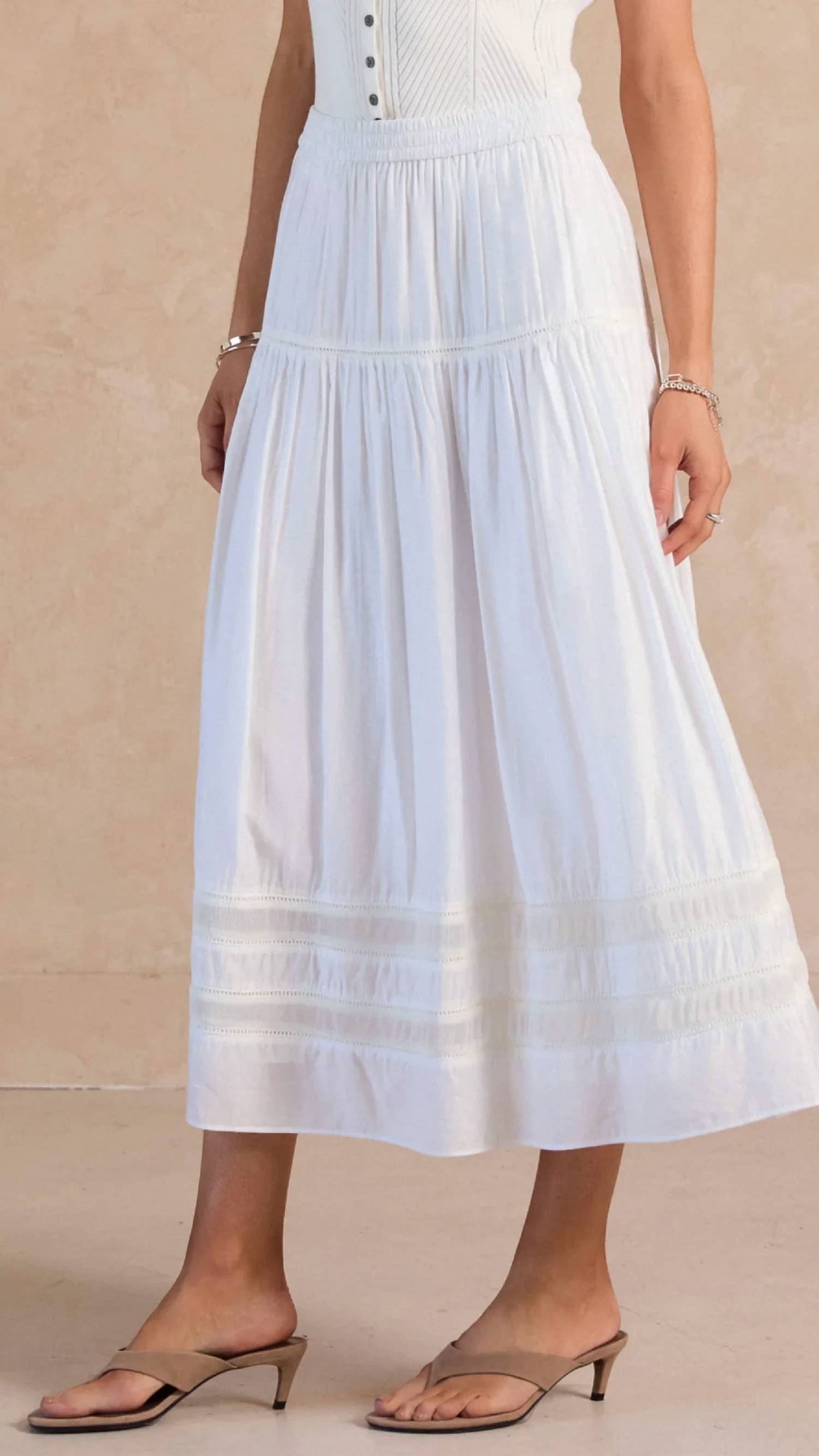 Current Air - Tiered Gathered Skirt With Ladder Lace