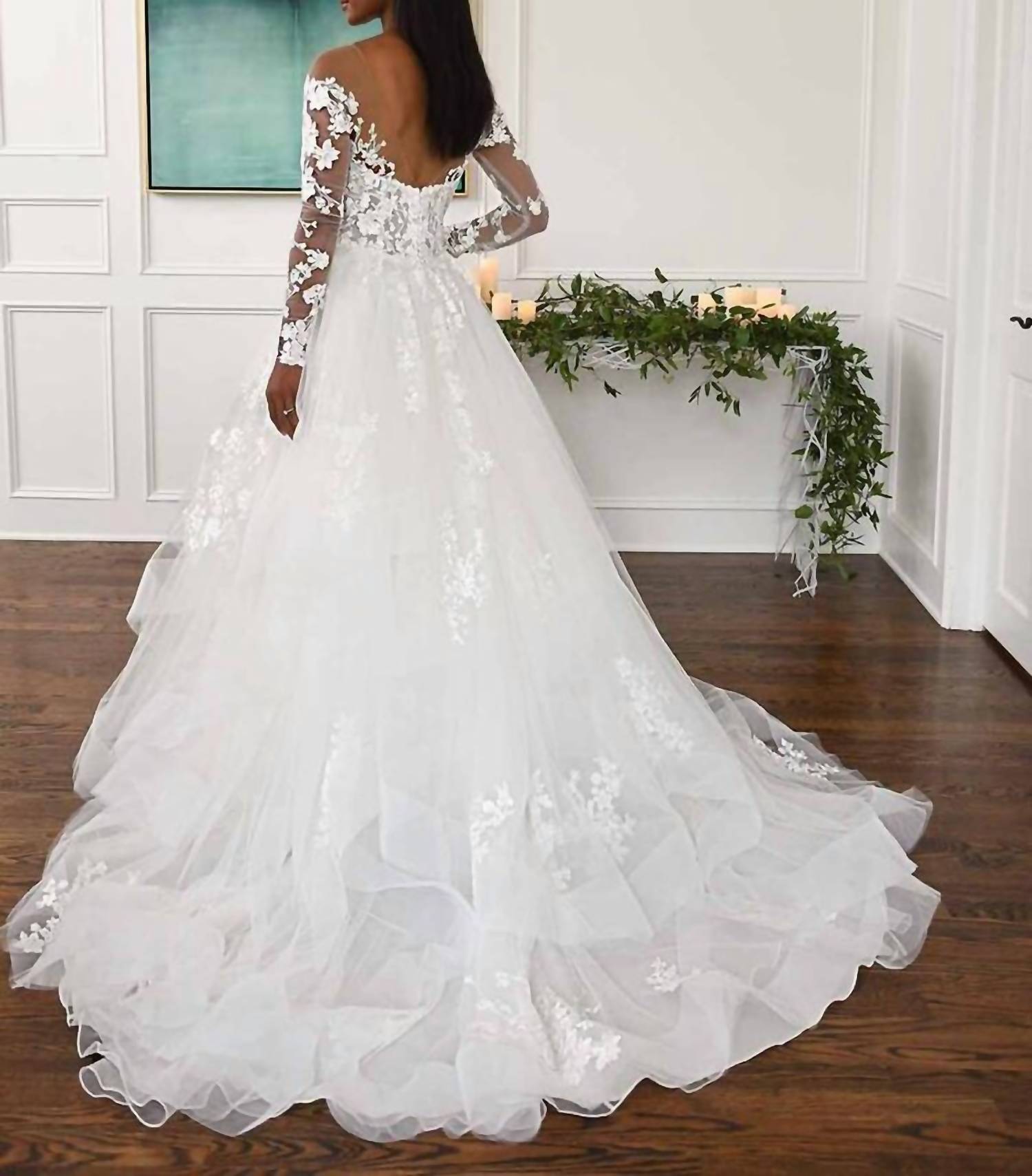 Essence Of Australia - Off-shoulder Lace Wedding Dress