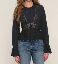 heartloom Miriam Long Sleeve Blouse in beige - women's blouse