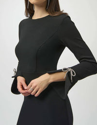 Joseph Ribkoff Scuba Crepe Shift Dress With Rhinestone Bows in black - women's dress - view 4