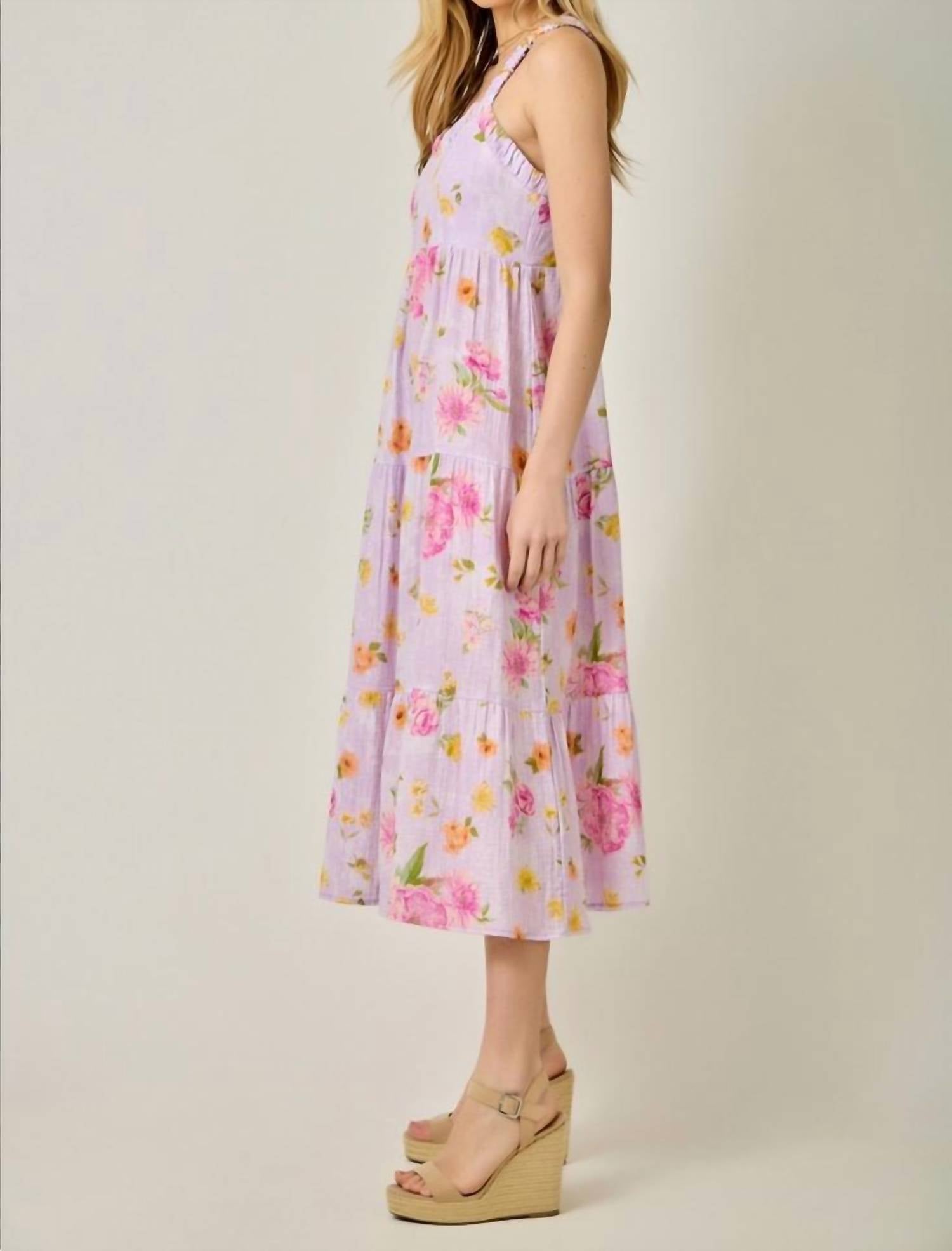 Mystree - Double Gauze Cotton Floral Midi Dress