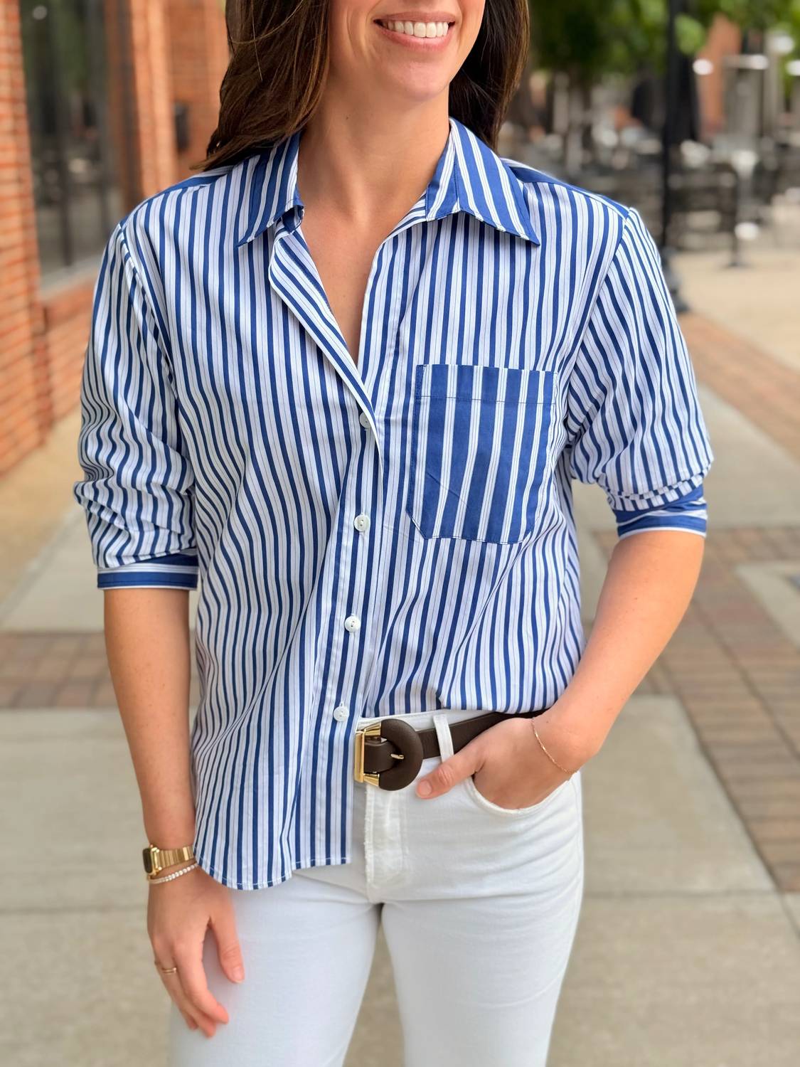 Fifteen Twenty - Leighton Ruched Sleeve Shirt