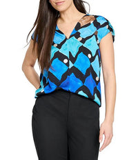 Nic + Zoe - Sea Glass Ruched Woven Top