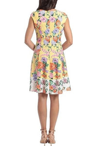 London Times - Cap Sleeve Floral Fit & Flare Dress