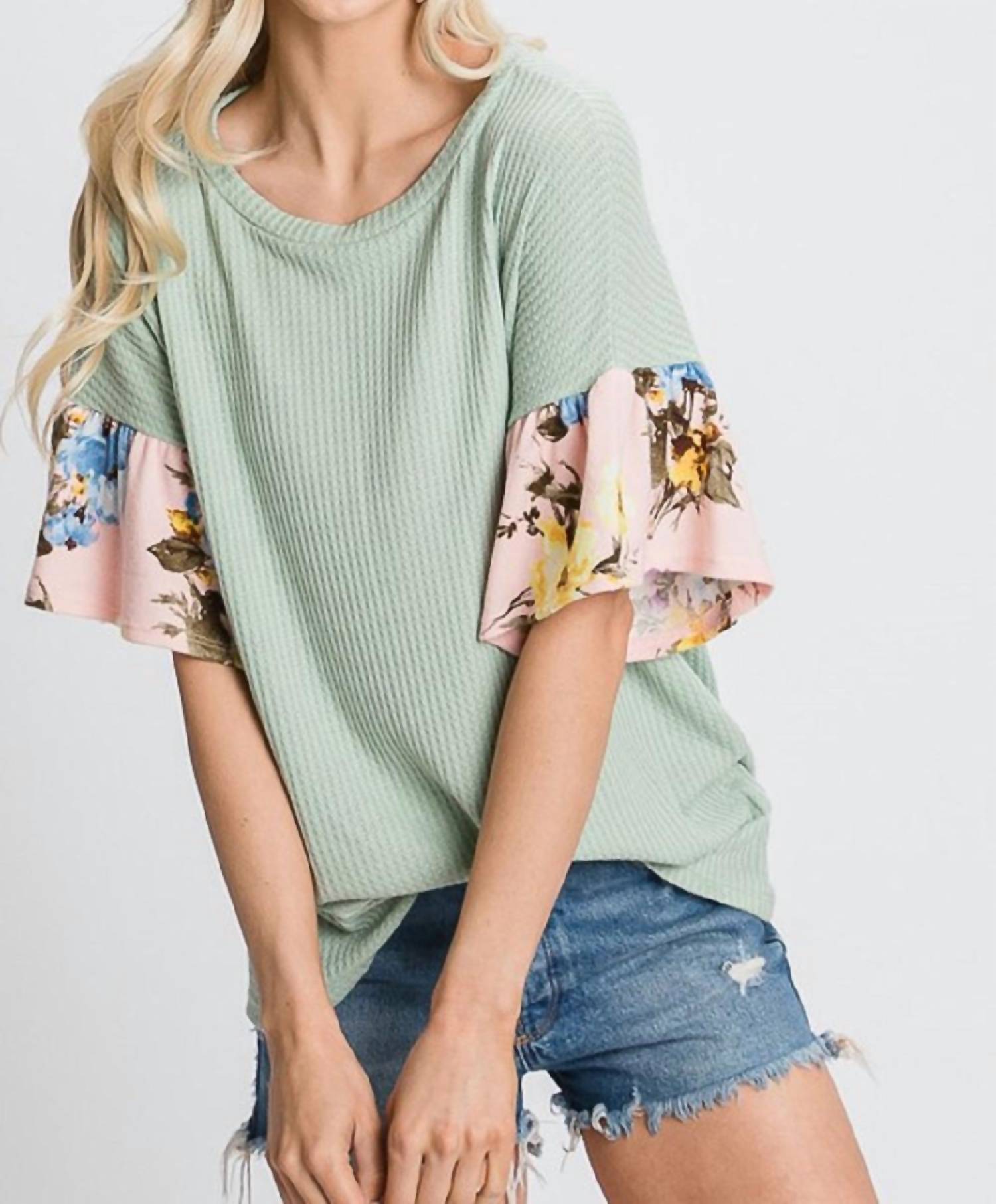 Red Lolly - Floral Sleeve Top