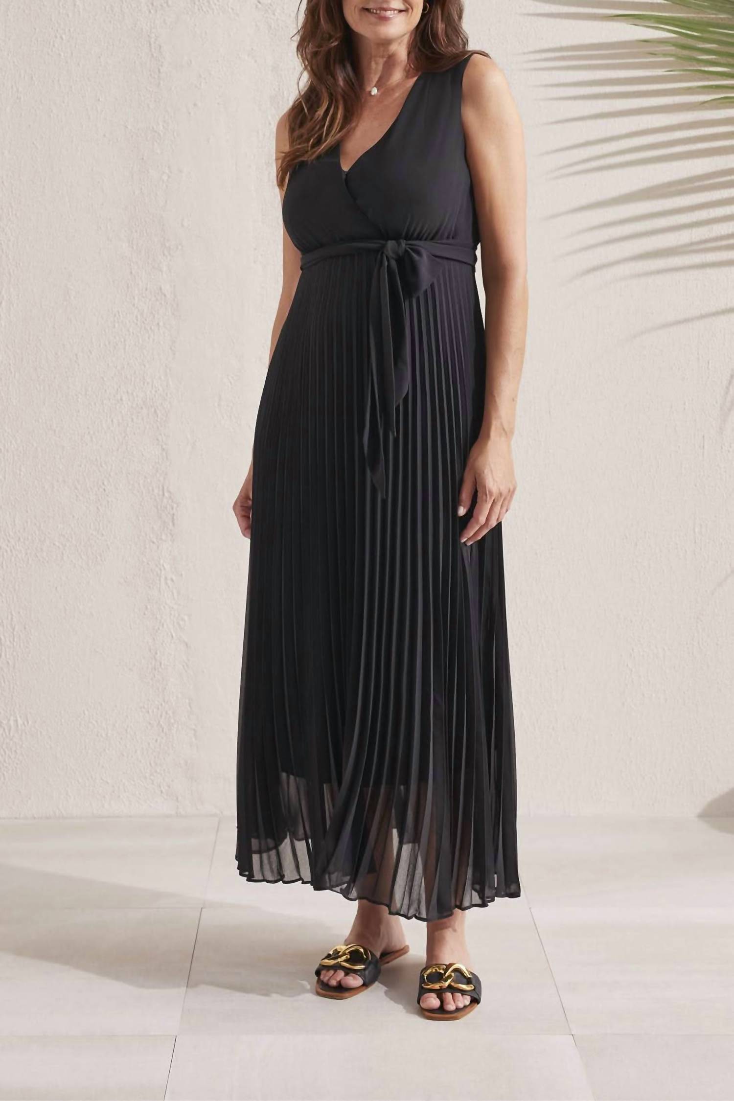Tribal - Sleeveless Plisee Dress With Lining