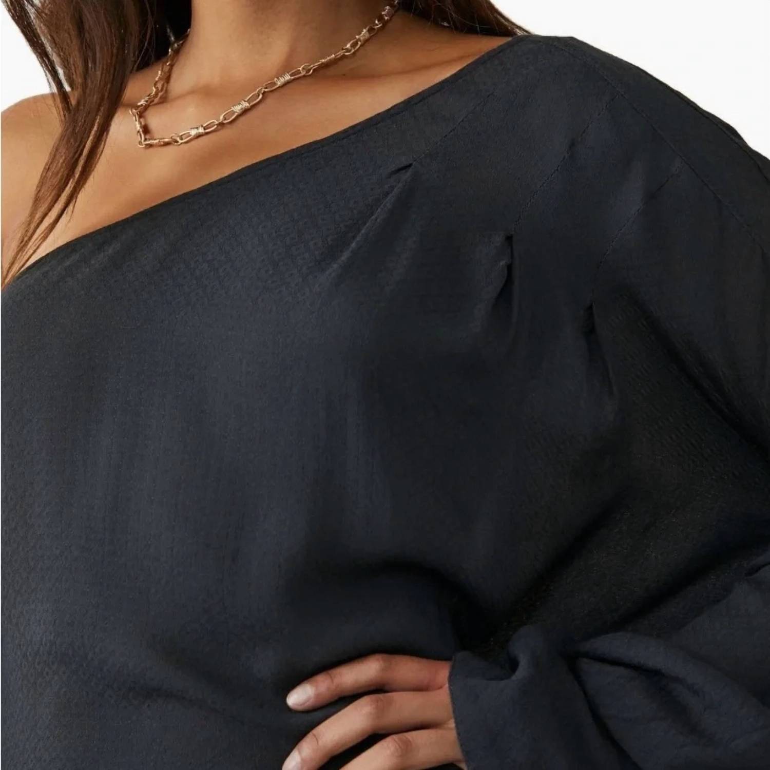 Free People Justina One Shoulder Blouse in metal - women's blouse - detail view