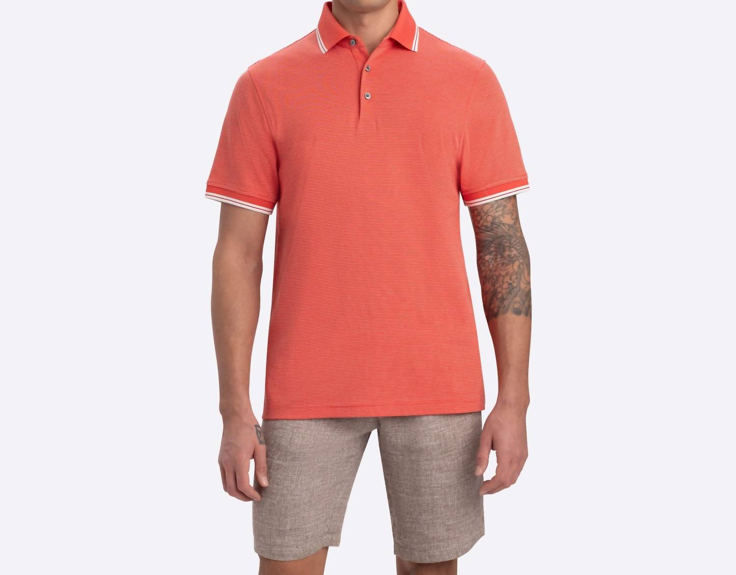 Bugatchi Uomo - Striped Three Button Polo