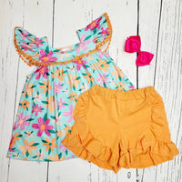 Okie + Lou - Girls Tropical Sunrise Short Set