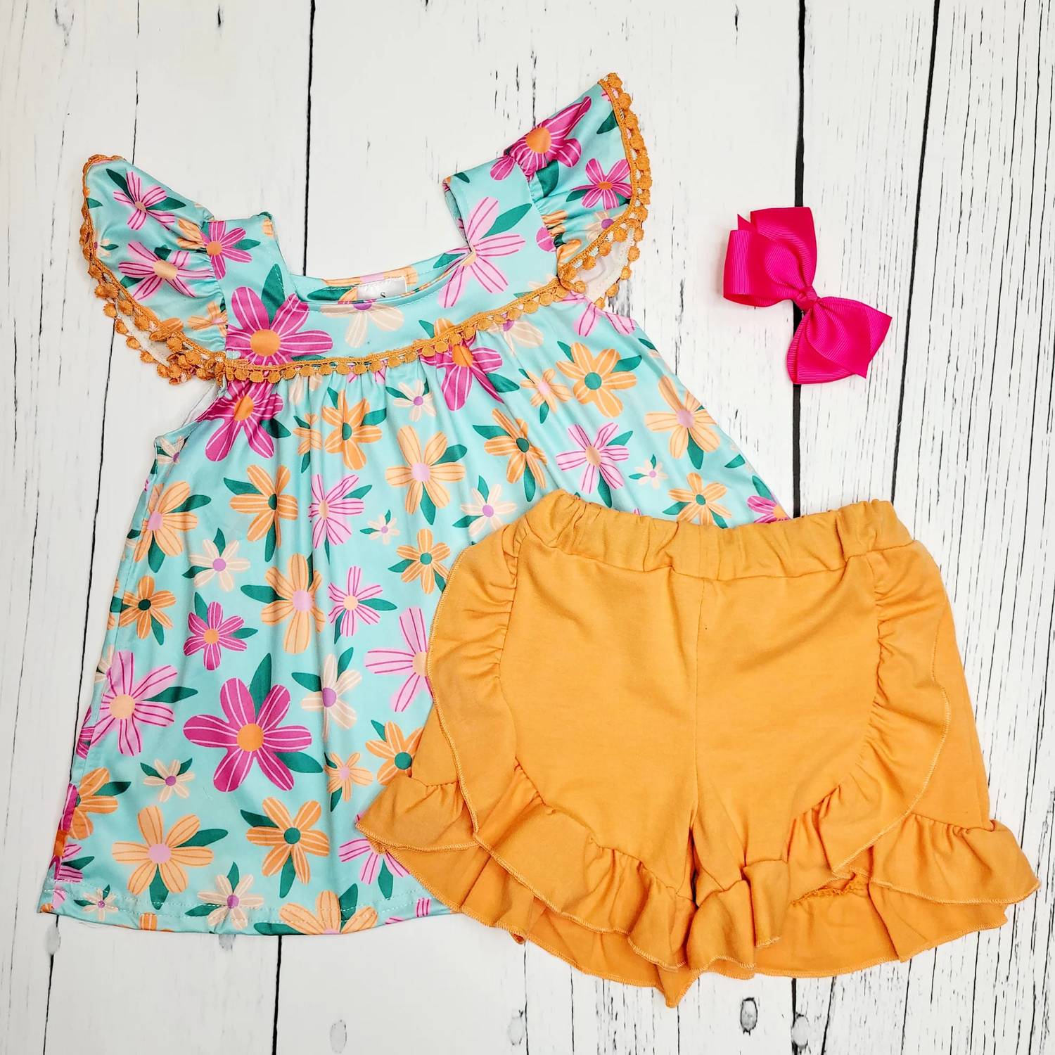 Okie + Lou - Girls Tropical Sunrise Short Set