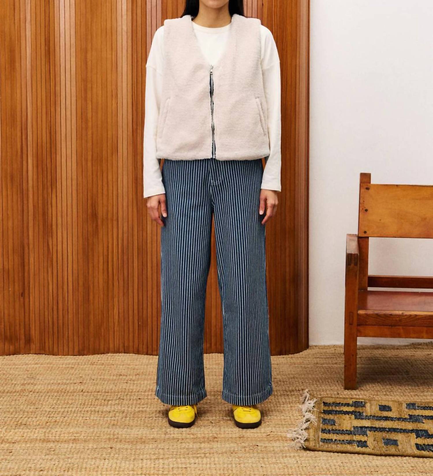 FRNCH Stripe Bleuet Pants in blue and white - women's pants